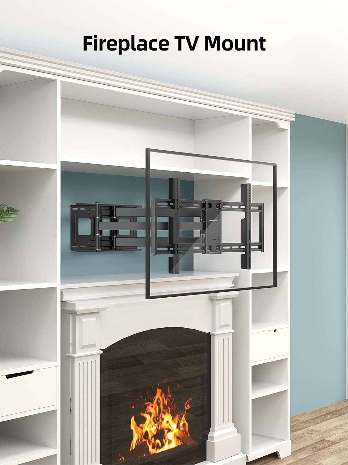 HCMOUNTING scale comparison illustrating fit range for 42 to 95 inch TVs