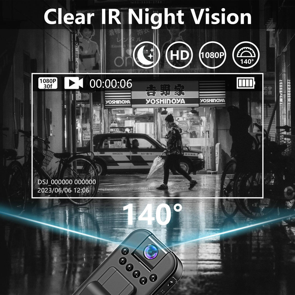 HDView securely clipped to a jacket, giving hands-free recording for on-the-job use