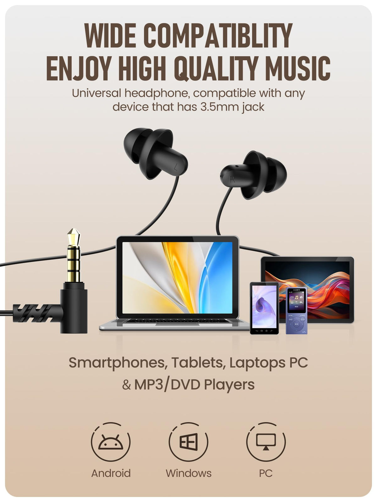 Hearprotek Sleep Earbuds 3.5 mm jack compatibility across devices