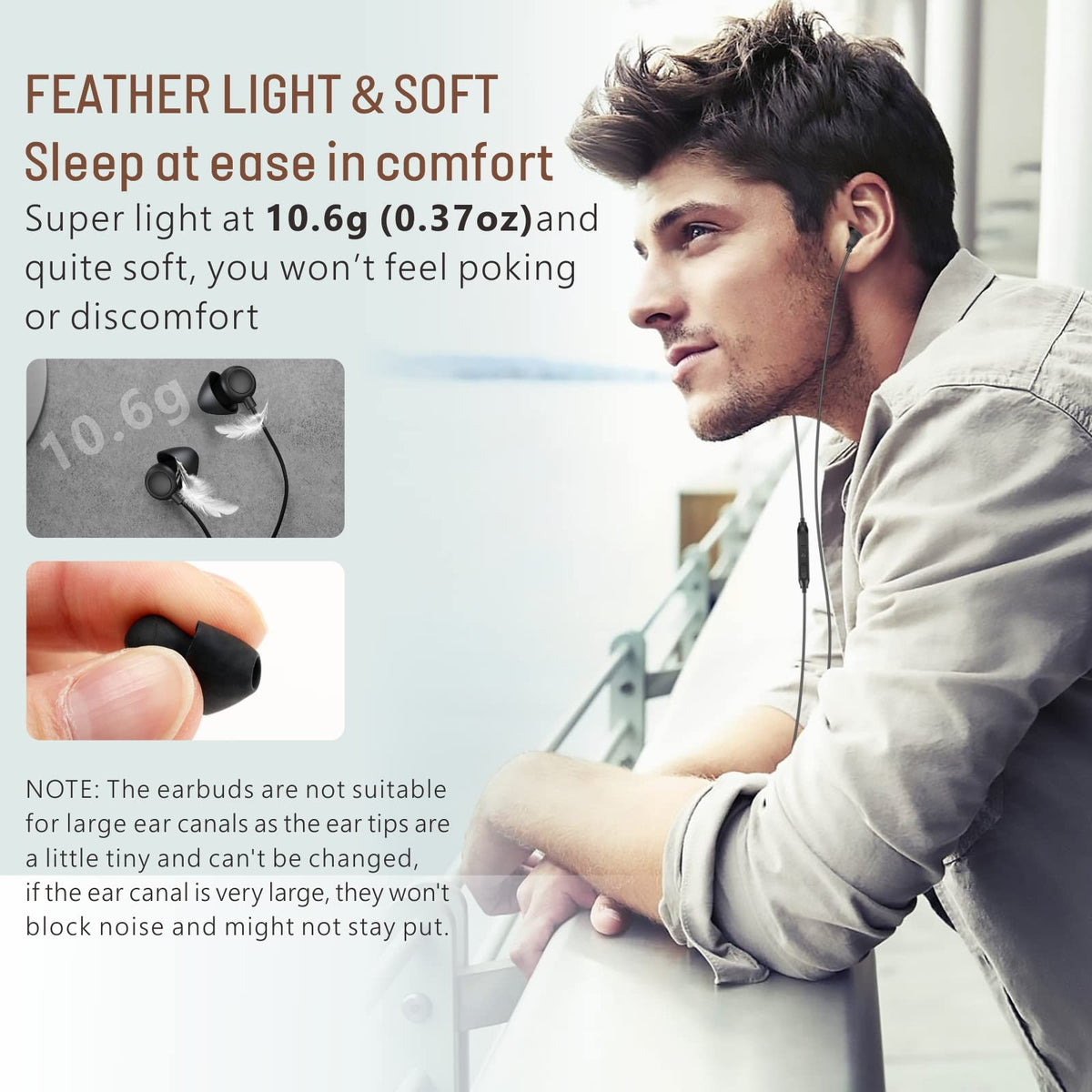 Hearprotek Sleep Earbuds with bulletproof wire for lasting durability.