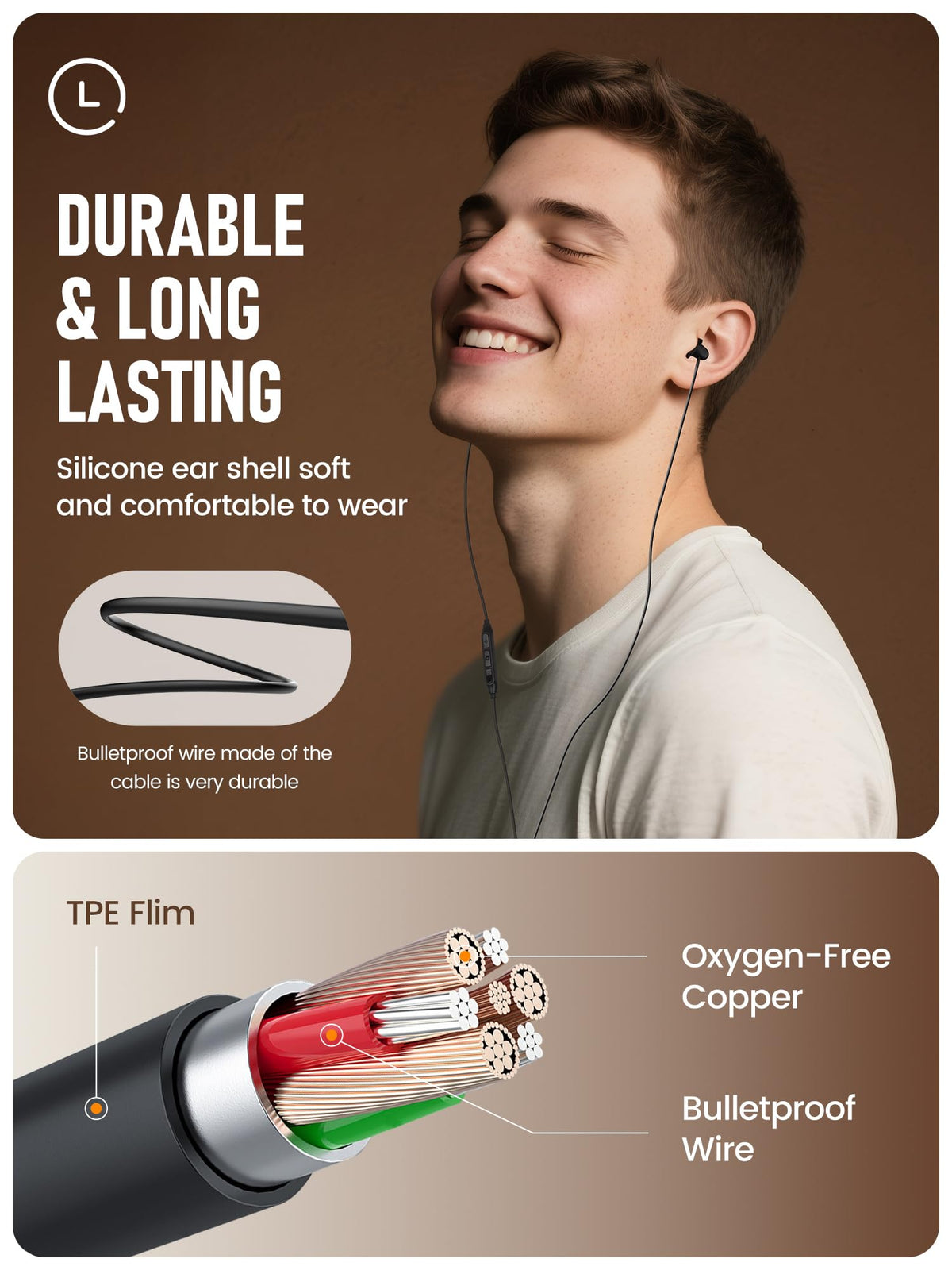 Hearprotek Sleep Earbuds durable bulletproof-style wire