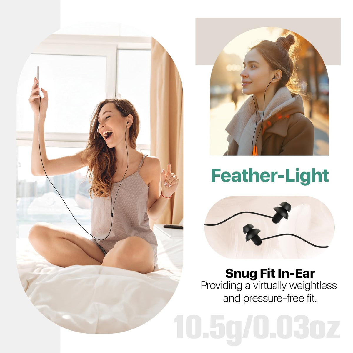Hearprotek Sleep Headphones with soft-silicone-tip for gentle, comfortable insertion.