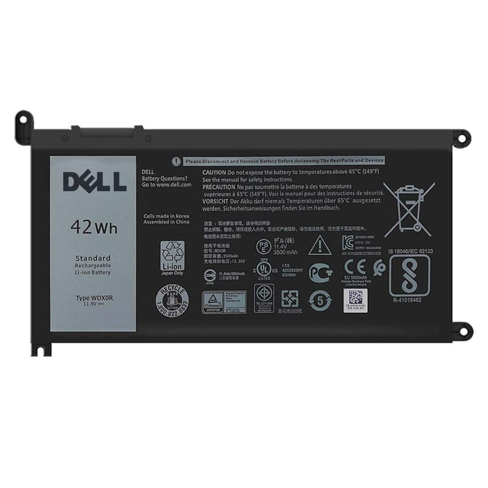 Hecales front view of replacement WDX0R battery showing label and specs benefits reliable fit