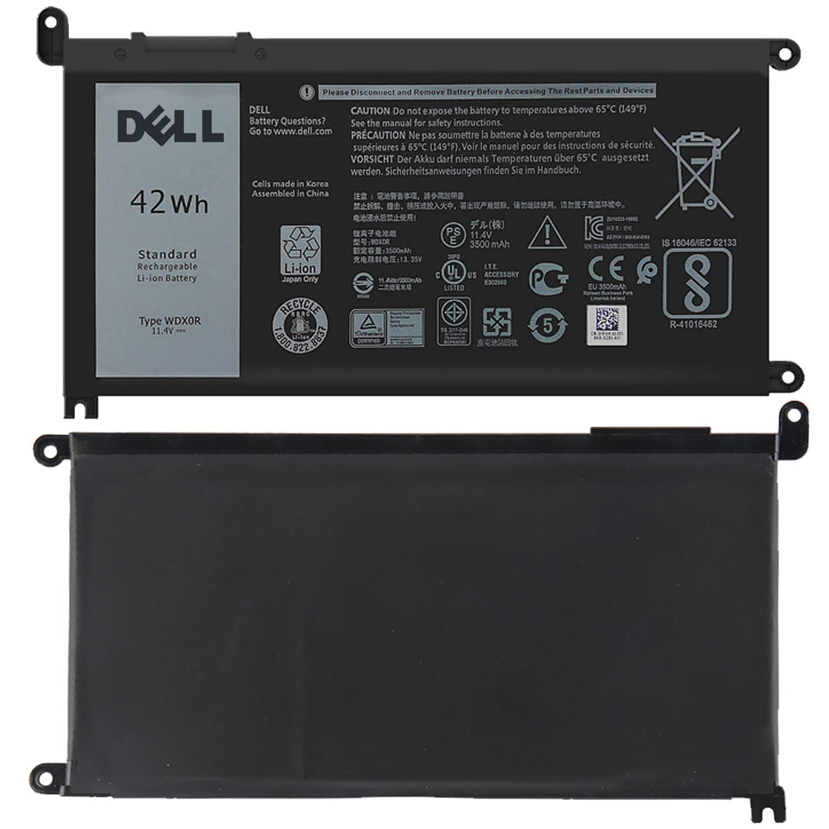 Hecales battery installed inside Dell laptop showing correct alignment and safe fit benefit