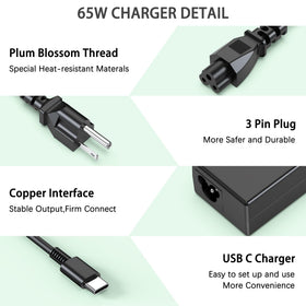 heesky 65W USB-C Chromebook charger 100-240V plug for global use