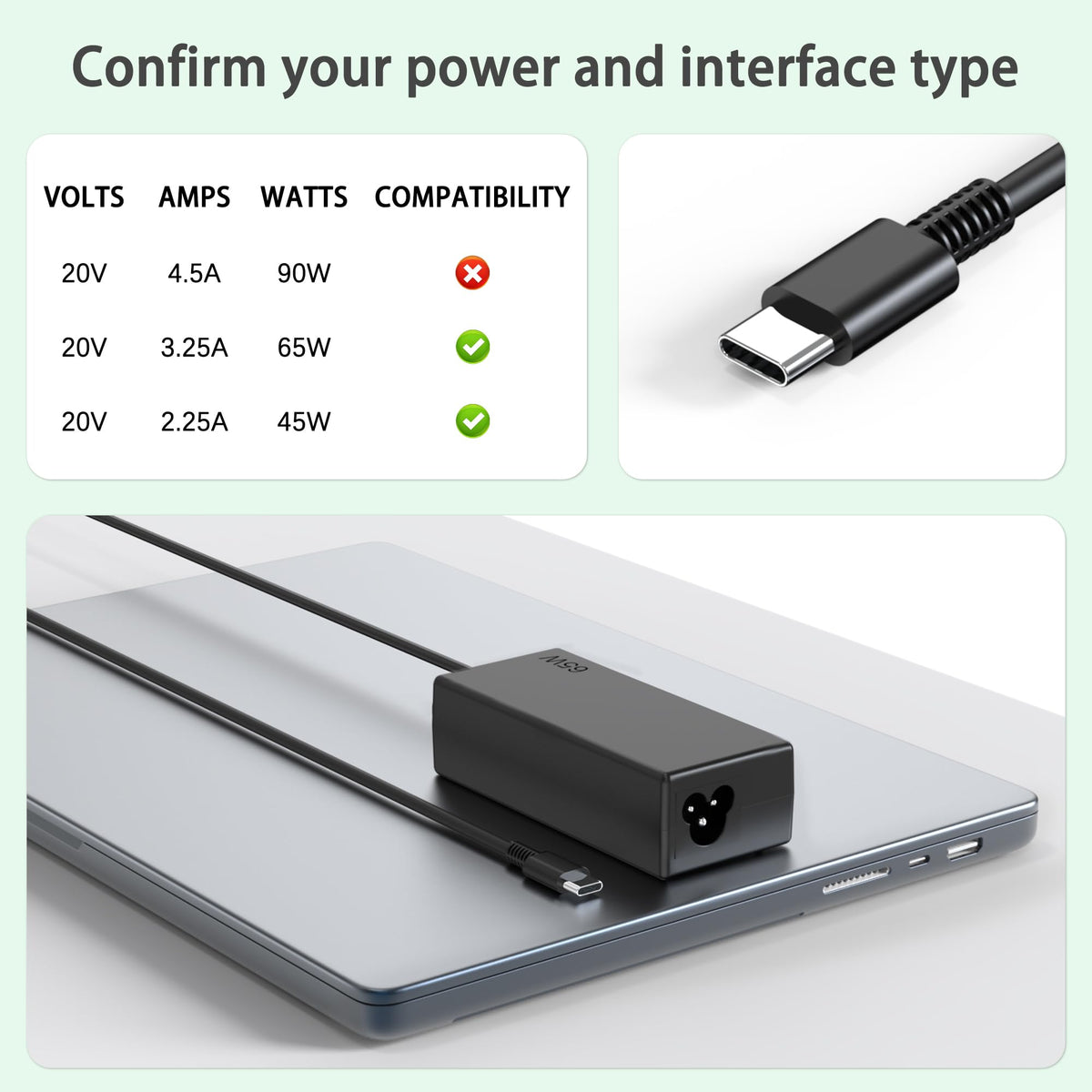 heesky 65W USB-C Chromebook charger side port for versatile connectivity