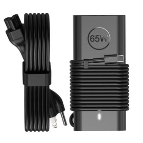HEHALOTU Dell Latitude 65W USB-C charger powering a laptop on a desk