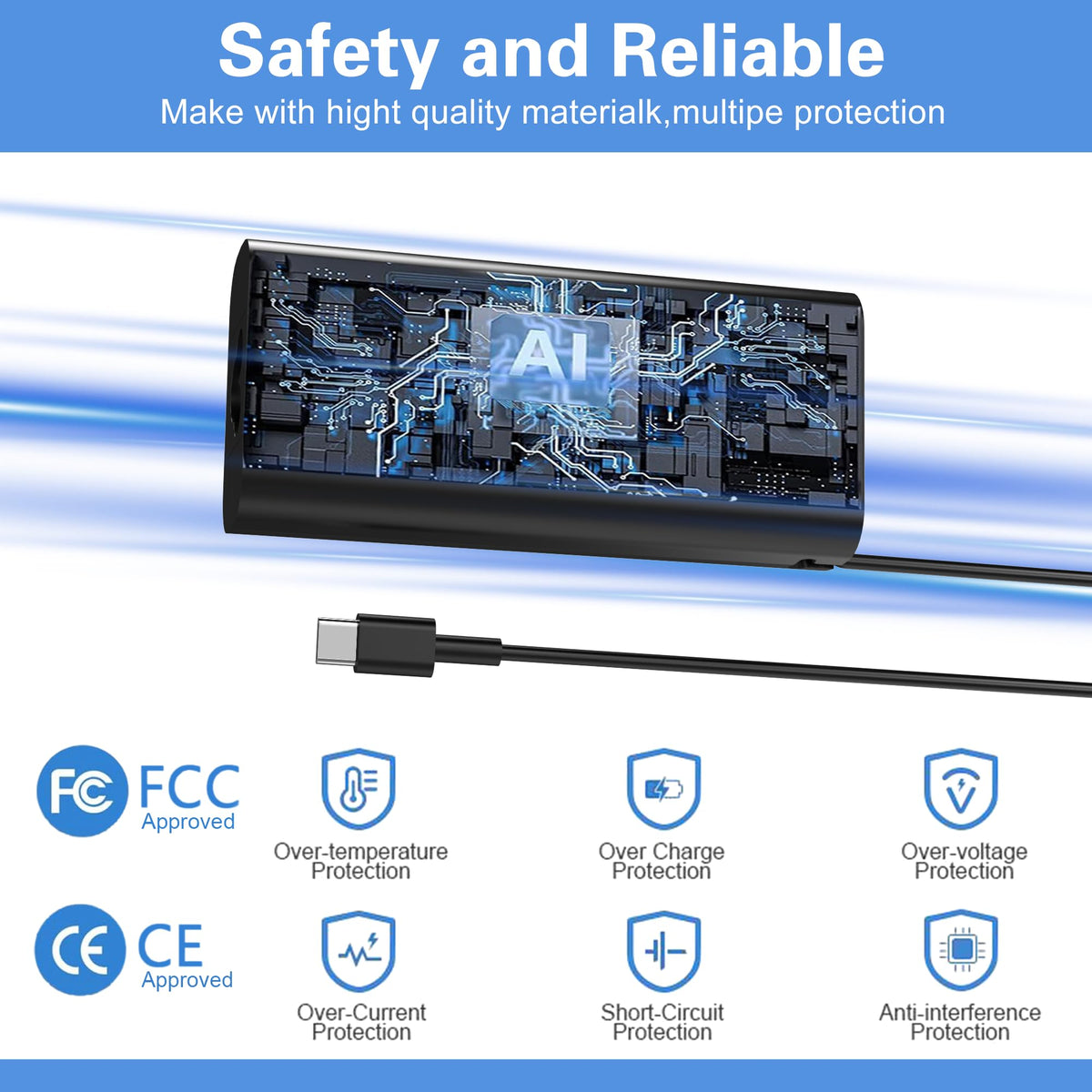 HEHALOTU USB-C charger on a desk enabling safe Dell compatibility
