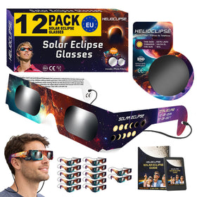 Helioclipse 12-pack eclipse glasses for safe direct viewing during totality.