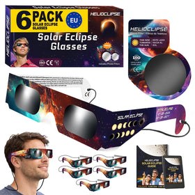 Helioclipse 6-pack solar eclipse glasses for safe direct viewing during totality