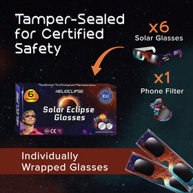 Helioclipse glasses with attached lanyard for secure wear