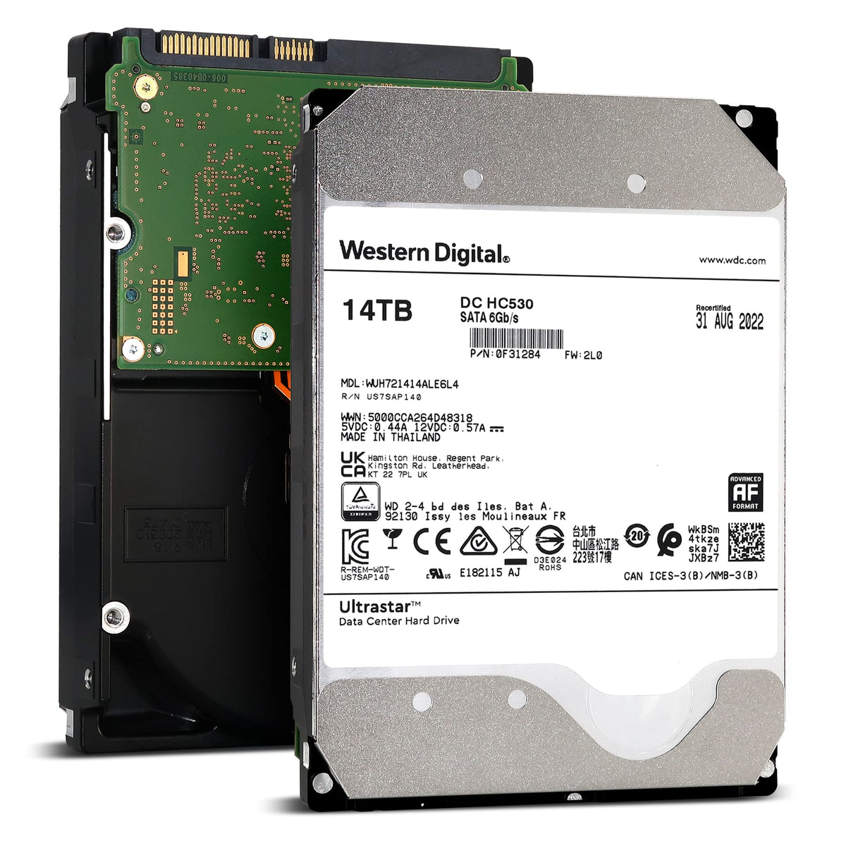 HelioSeal WD Ultrastar 14TB front view for scalable data center storage.