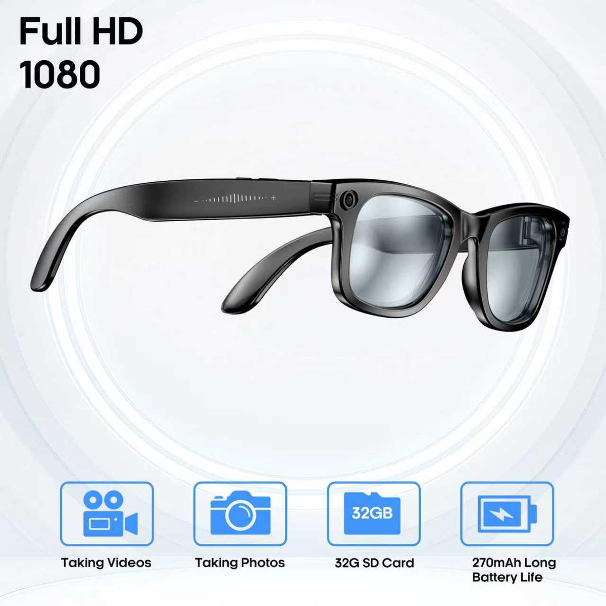 hellibito AI Smart Camera Glasses Bluetooth audio for calls and music