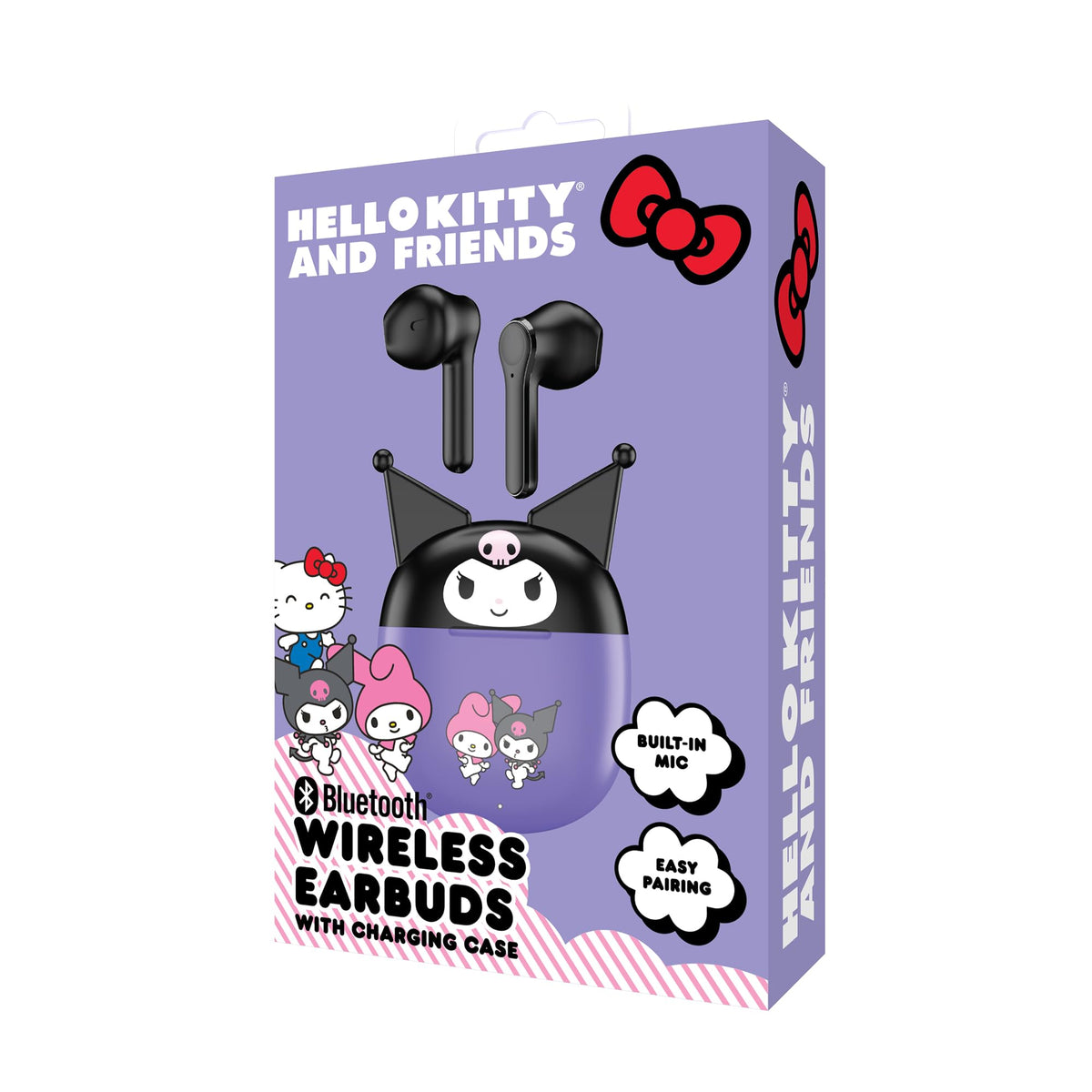 Hello Kitty earbuds built-in microphone for hands-free calls.