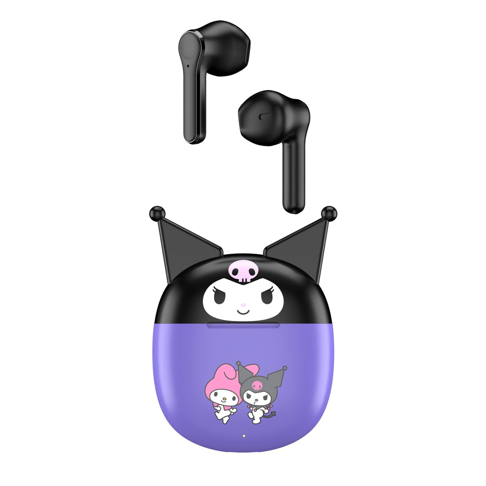 Hello Kitty earbuds rapidly pair for wireless listening on the go.