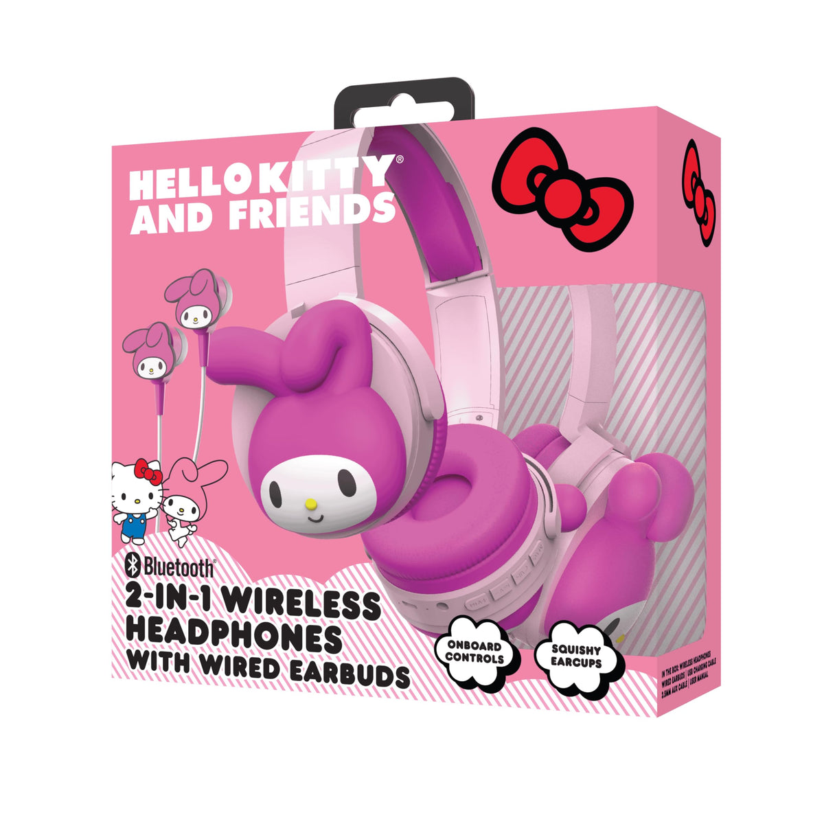 Hello Kitty My Melody headphones with built-in microphone and onboard controls