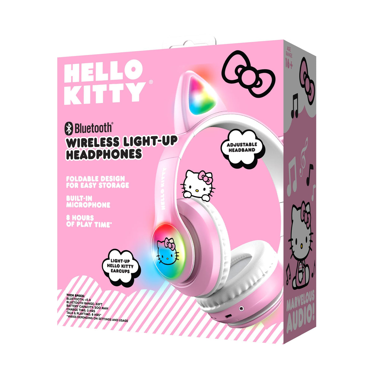 Hello Kitty headphones worn by teen listening with phone, comfortable fit