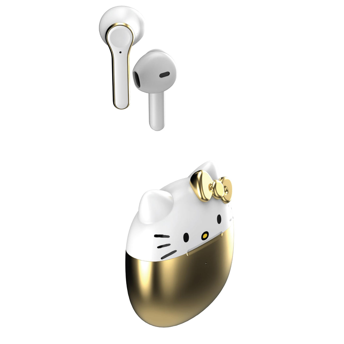 Hello Kitty earbuds case close-up, portable power on the go.