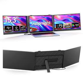 Helpnight triple-screen extender hero showing seamless multi-display setup