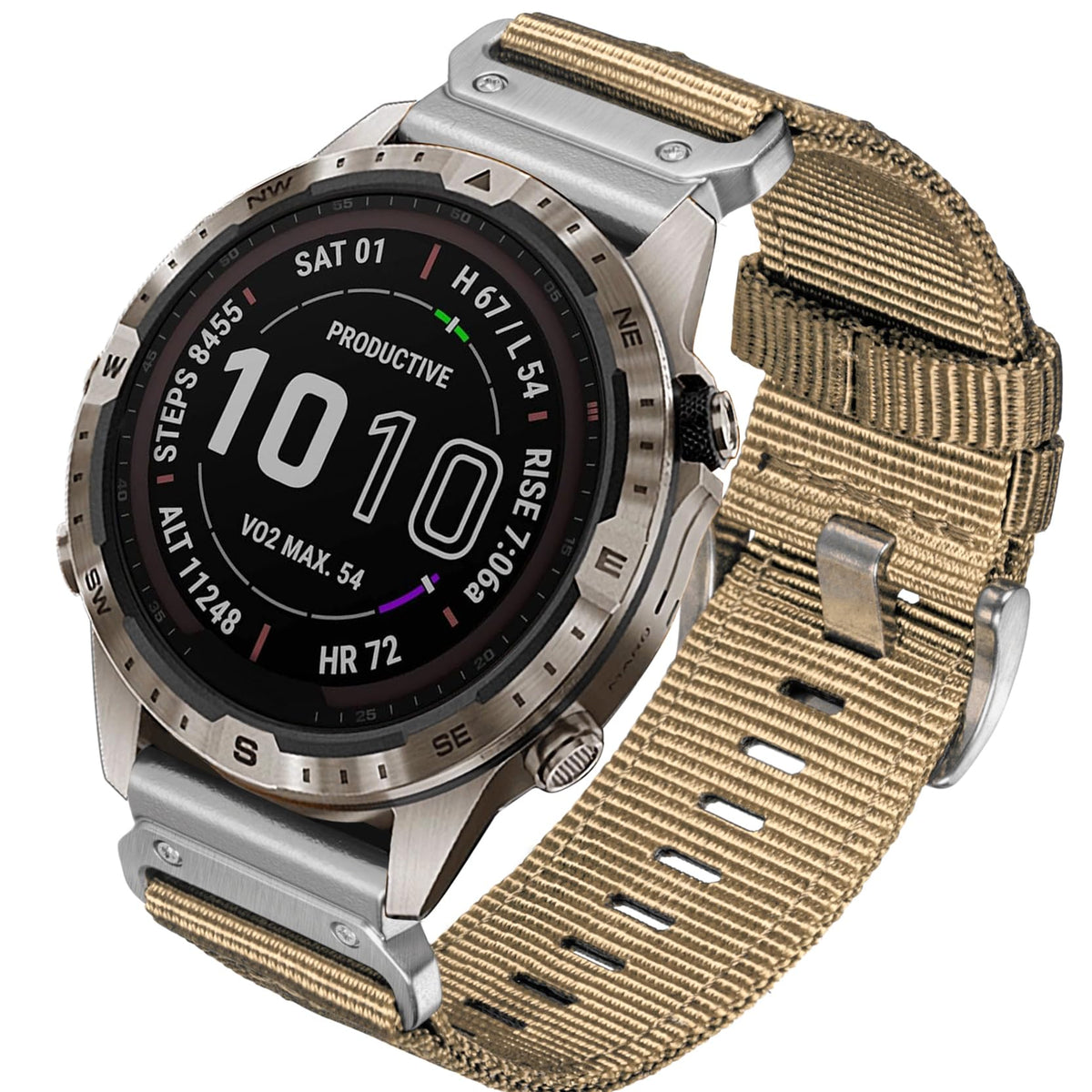 HEMSUT Garmin 22mm military strap on Fenix 8 for rugged daily wear.