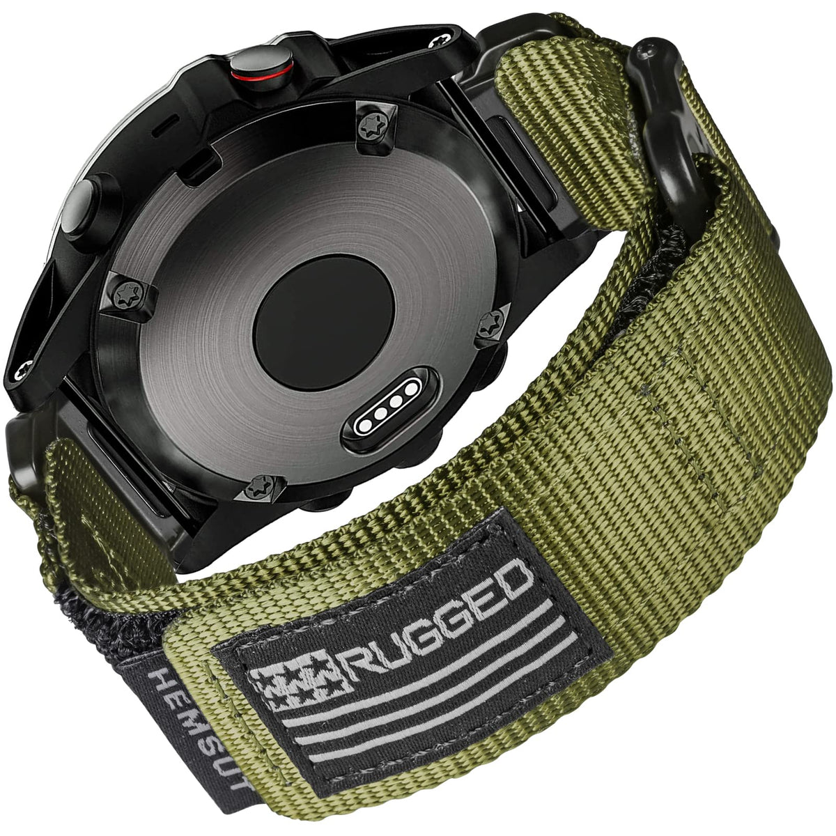 hemsut h front view of nylon strap showing fit and finish, easy replacement