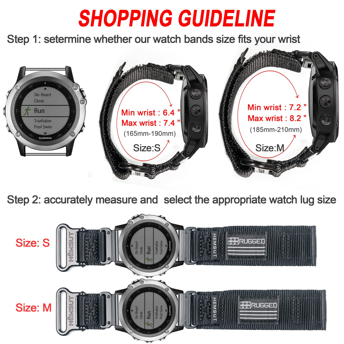 hemsut h strap installed on a Fenix 47mm showing compatibility and sporty look