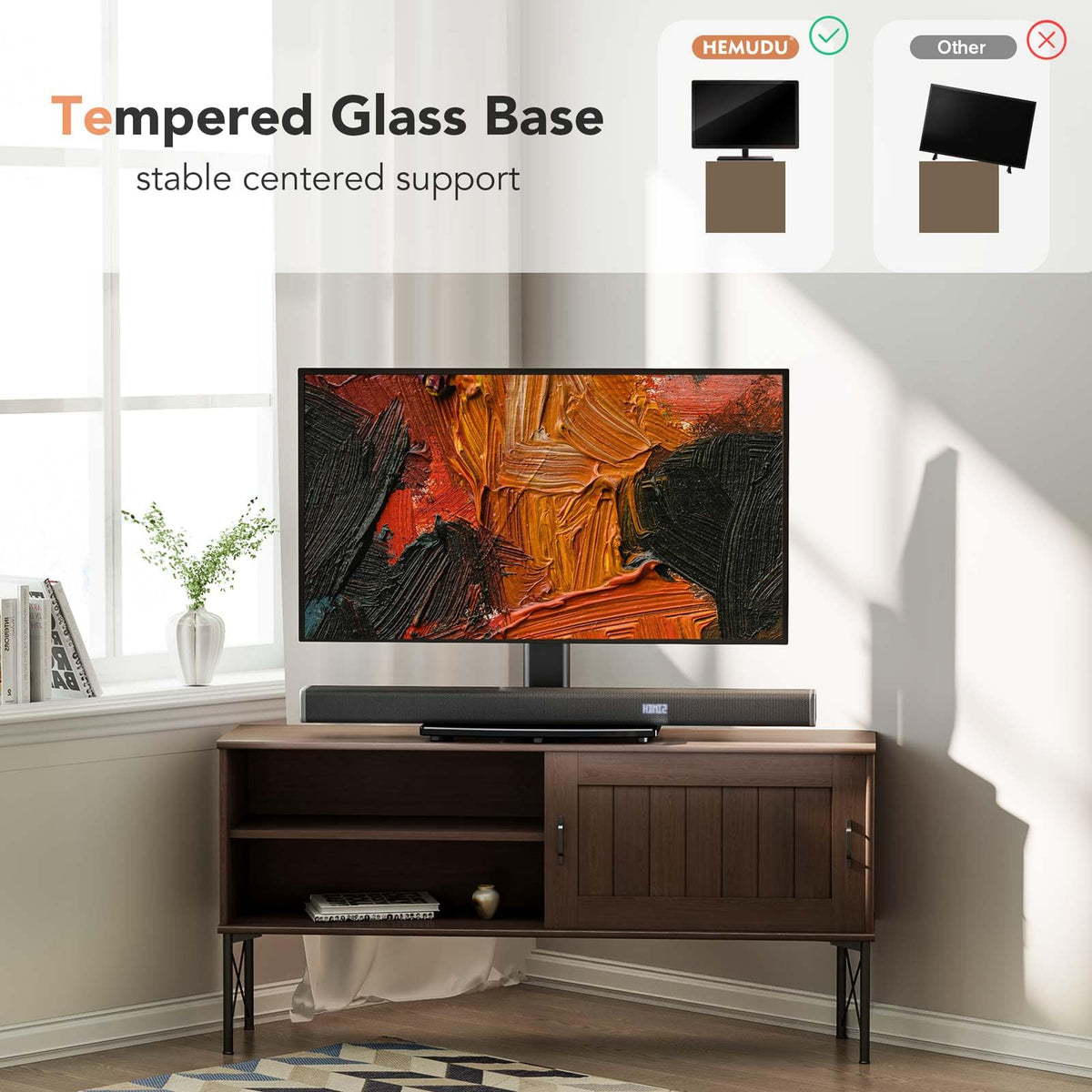Hemudu back view cable management channel neatly hiding TV wires