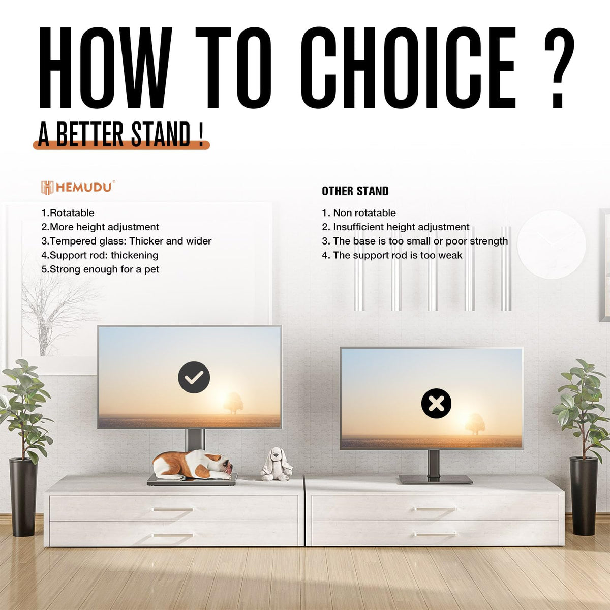 Hemudu black tempered-glass base adds sleek stability