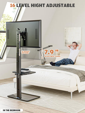 Hemudu floor TV stand swivel-tilt feature enables flexible viewing angles.