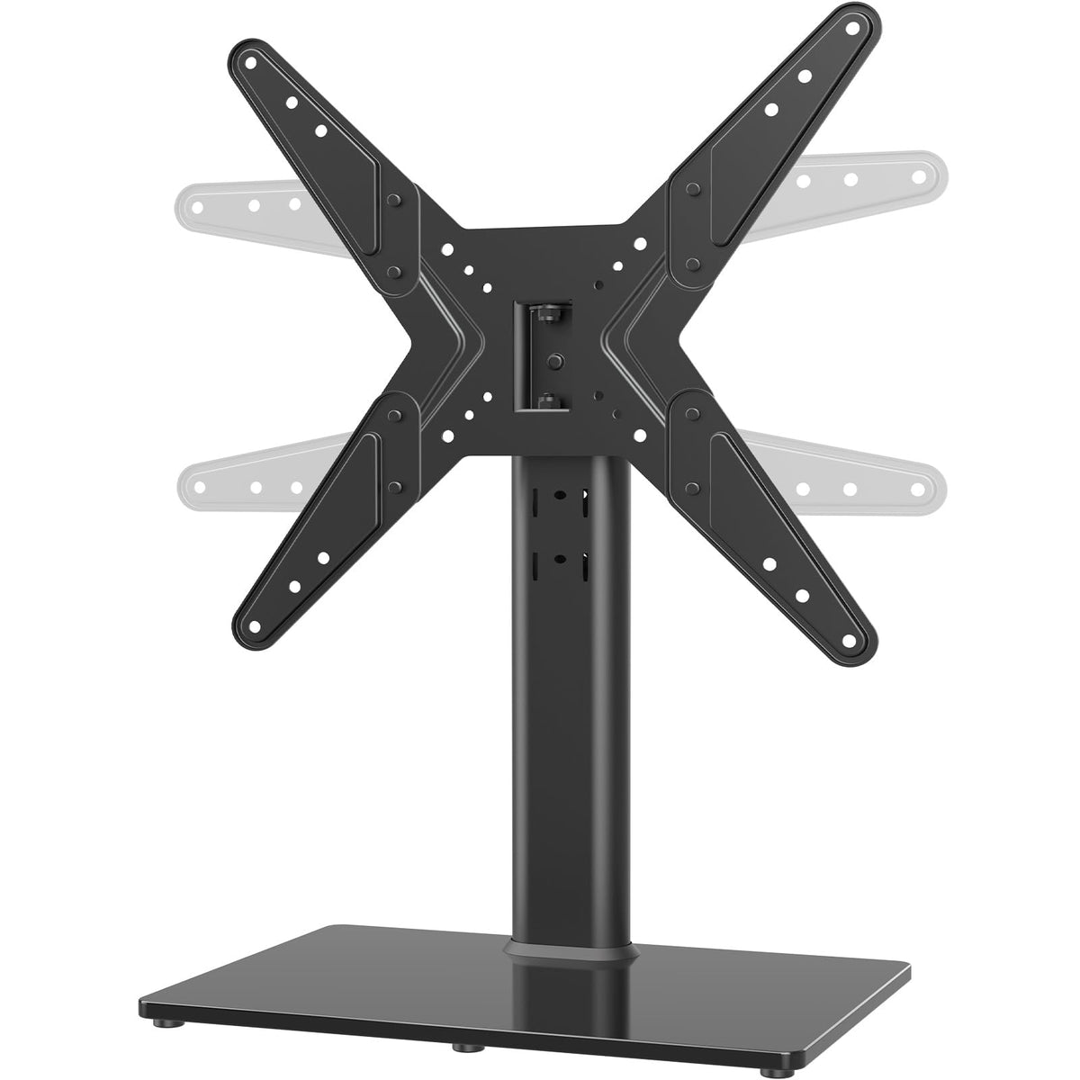 Hemudu front view with TV showing sleek tabletop placement and stability