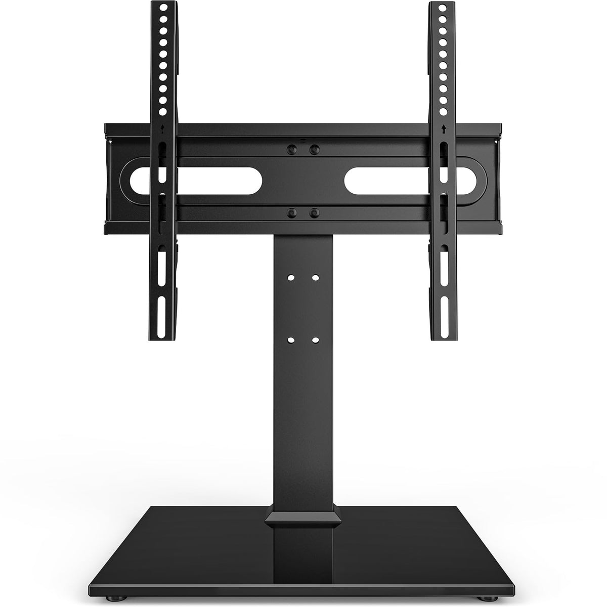 Hemudu front view of TV stand showing sturdy base and mounted screen benefit stability