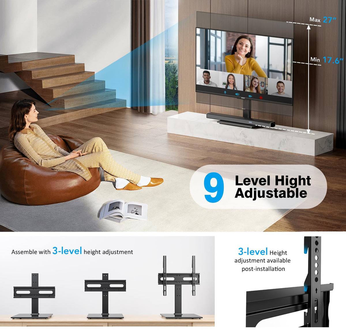 Hemudu example of height adjustment demonstrating versatile viewing positions