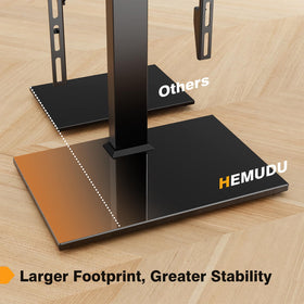 Hemudu stand with mounted TV in living room showing neat, elevated display
