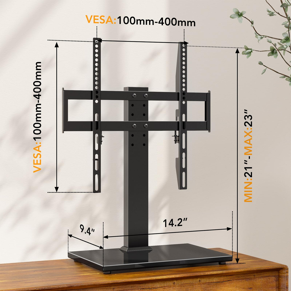 Hemudu TV stand next to remote for scale showing compact, space-saving design