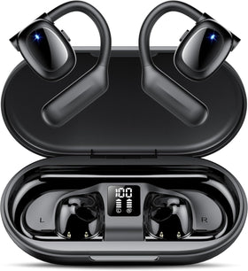 Hendari open-ear earbuds with charging case for easy portability.