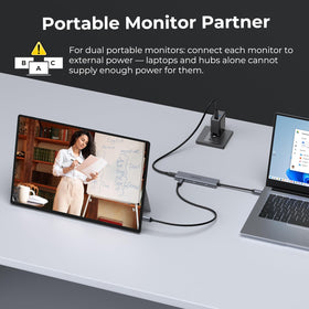 HenHot connected to portable monitor showcasing compatibility and simplified video connection