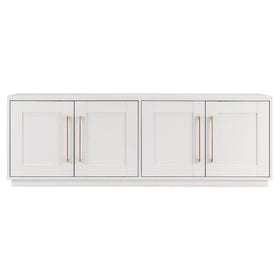 Adjustable inner shelves accommodate gaming consoles and streaming devices