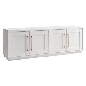 Henn&Hart Tillman TV Stand front view with cloud white finish and a robust top