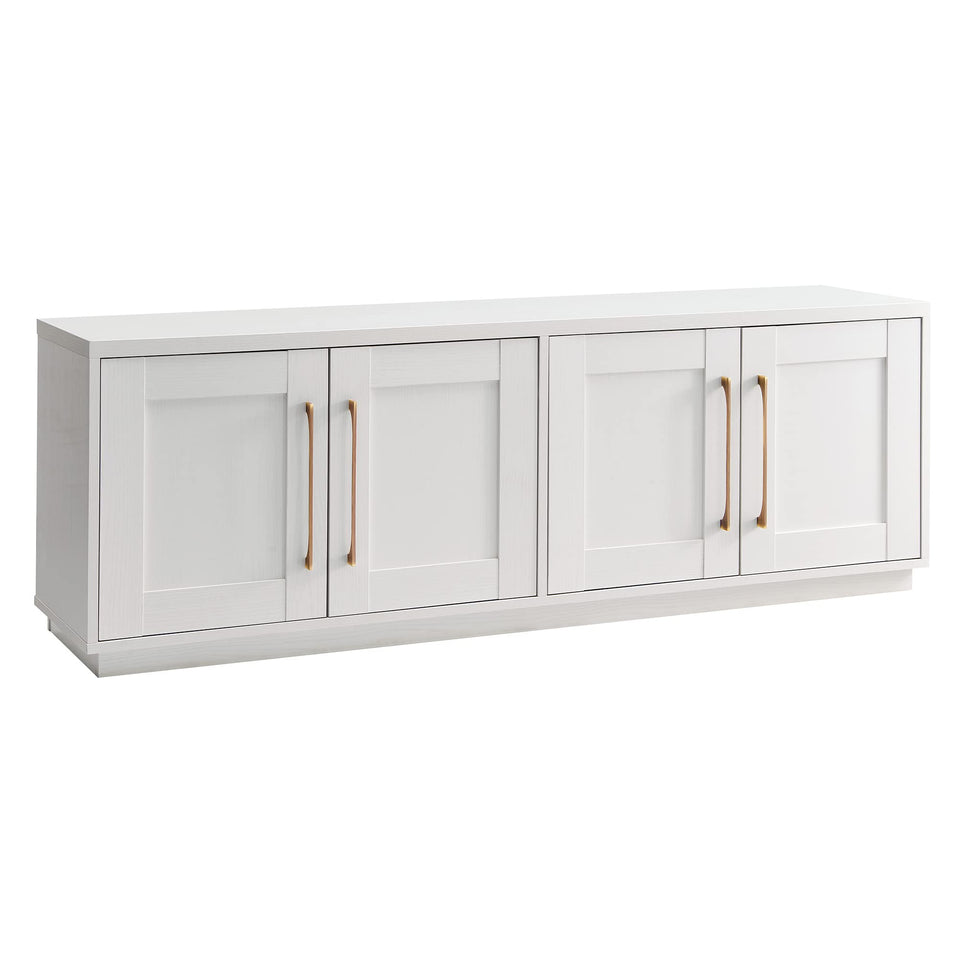 Henn&Hart Tillman TV Stand front view with cloud white finish and a robust top