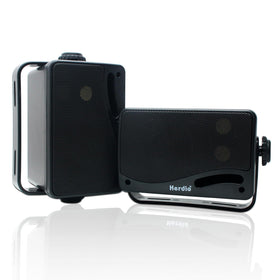 Herdio 3.5-inch outdoor speakers on wall mount, front view, delivering clear patio sound.