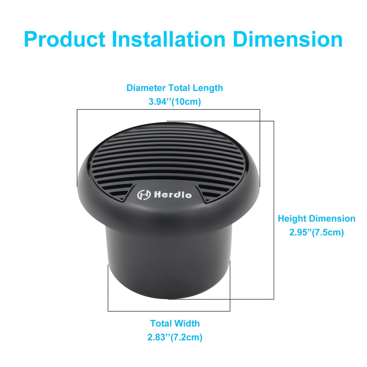 Herdio speaker mounted near motorcycle handlebar for rugged road audio