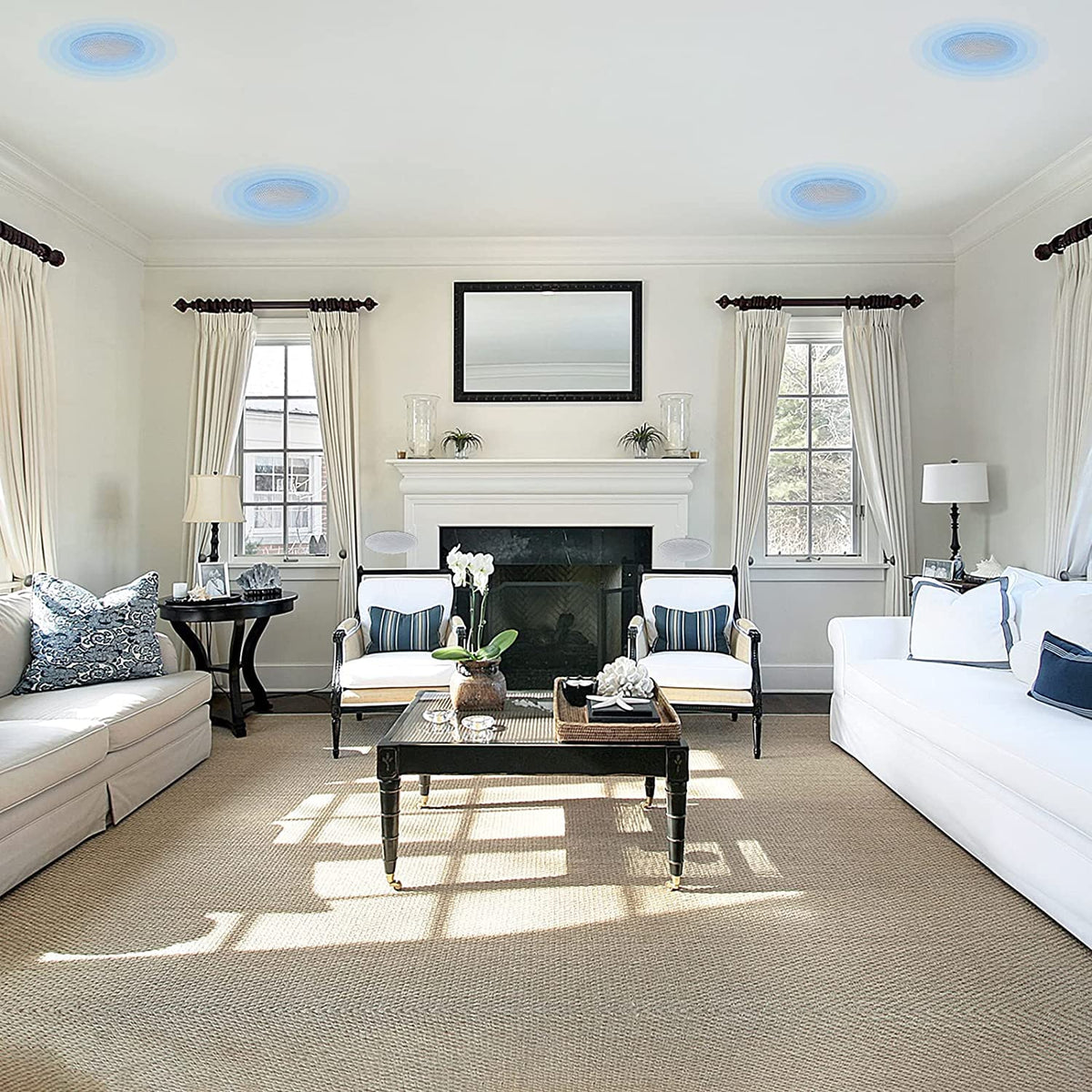 Herdio four-speaker ceiling set installed for multi-room audio