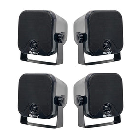 Herdio 4in marine speakers with bracket installed for versatile outdoor mounting.