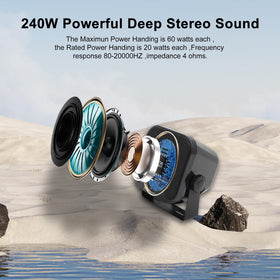 Herdio 4in marine speakers showcase waterproof construction for rugged outdoor use.