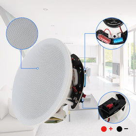Herdio 4-inch ceiling speaker wiring and power adapter for easy setup.