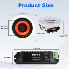 Herdio 4-inch ceiling speaker ideal for bathroom or kitchen use.