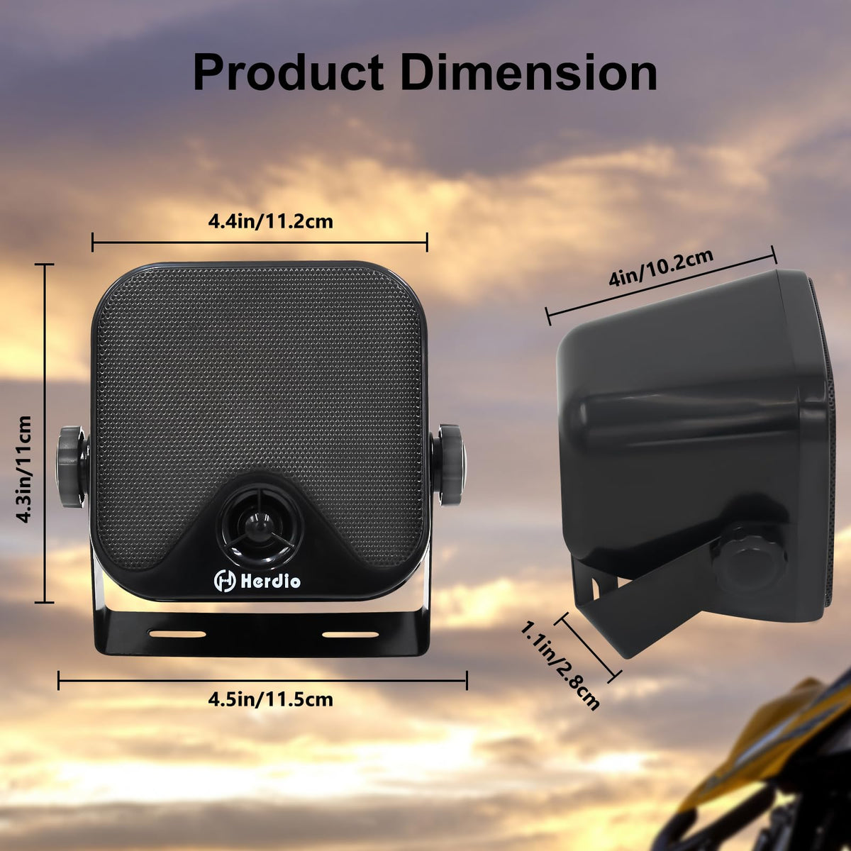Herdio 4-pack marine speakers with screws for quick mounting.
