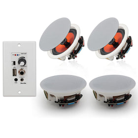 Herdio 6.5-inch in-wall speakers front view delivering clear stereo sound for home theater.