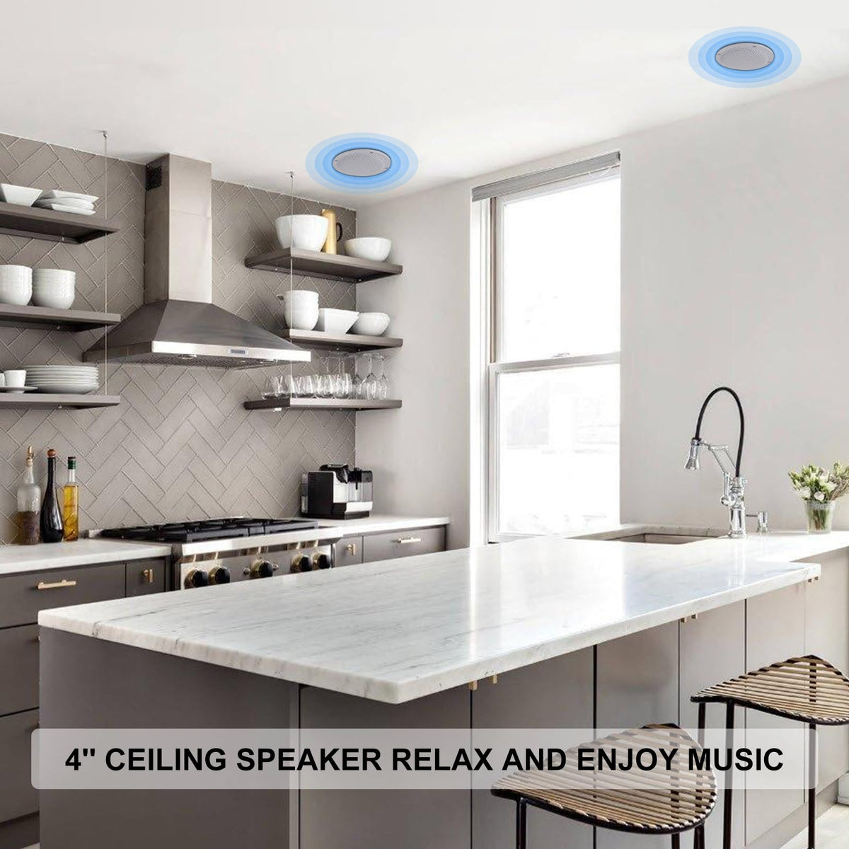Herdio in a bathroom setting showing moisture resistance and reliable audio
