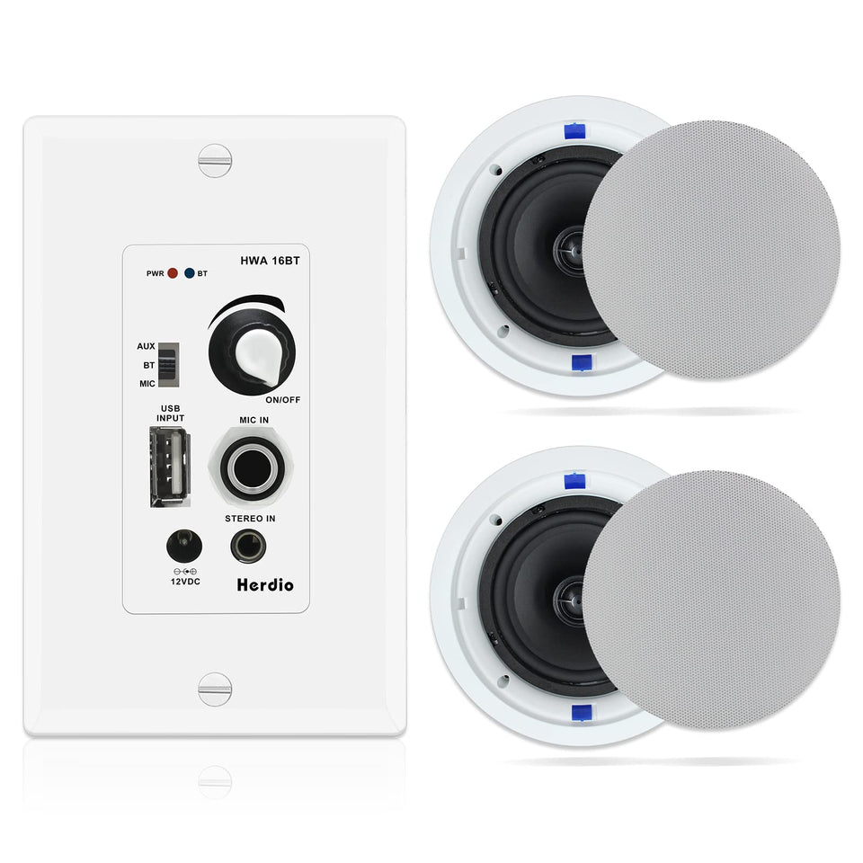 Herdio ceiling speakers pair front view for clean home audio